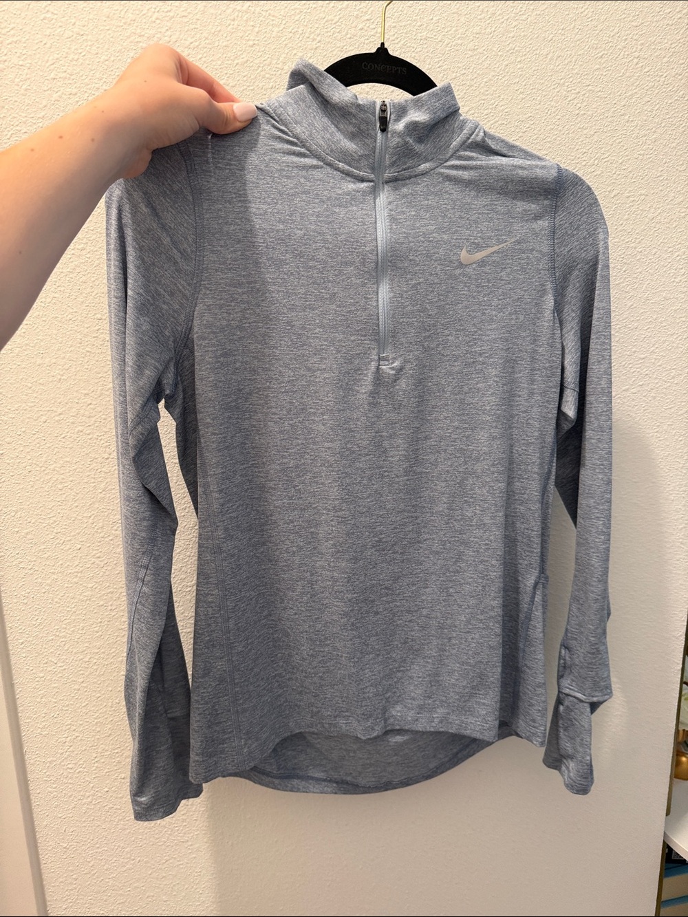 Nike Heathered Light Blue Quarter-Zip Athletic Jacket